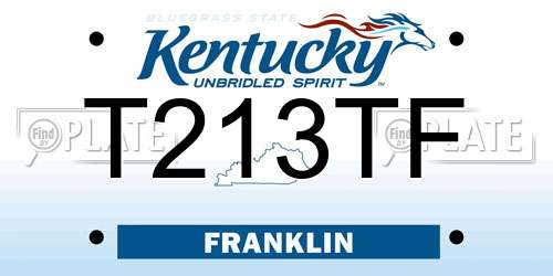 T213TF Kentucky License Plate