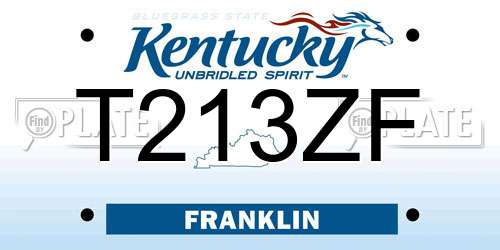 T213ZF Kentucky License Plate