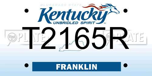 T2165R Kentucky License Plate