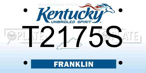 T2175S Kentucky License Plate