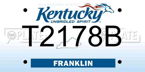 T2178B Kentucky License Plate