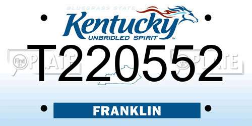 T220552 Kentucky License Plate