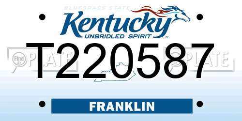 T220587 Kentucky License Plate