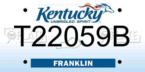 T22059B Kentucky License Plate
