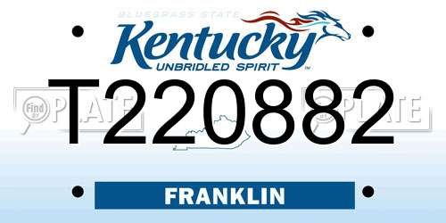 T220882 Kentucky License Plate