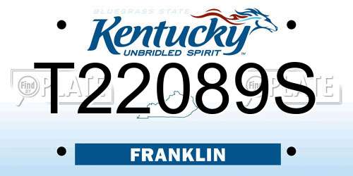 T22089S Kentucky License Plate