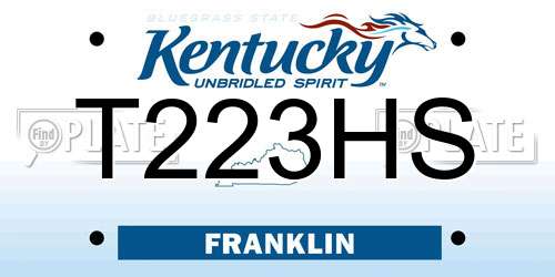 T223HS Kentucky License Plate
