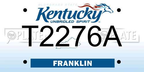 T2276A Kentucky License Plate
