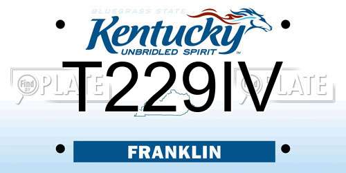 T229IV Kentucky License Plate