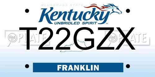 T22GZX Kentucky License Plate