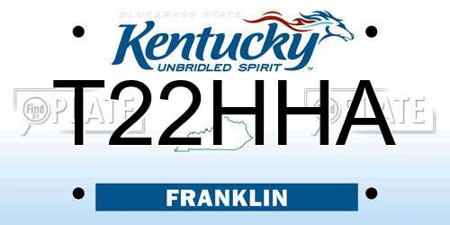 T22HHA Kentucky License Plate