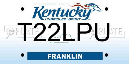 T22LPU Kentucky License Plate
