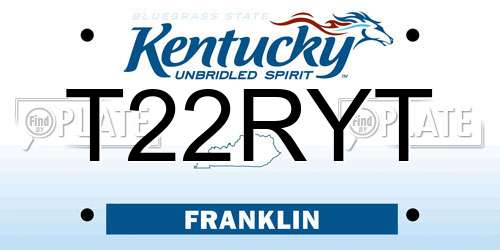 T22RYT Kentucky License Plate