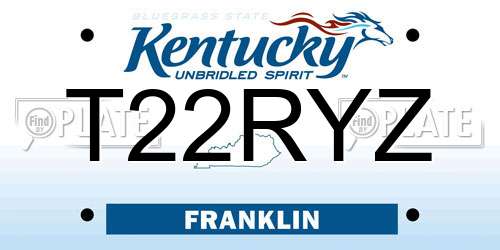 T22RYZ Kentucky License Plate