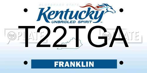 T22TGA Kentucky License Plate