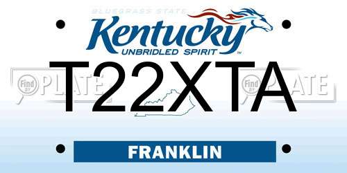 T22XTA Kentucky License Plate