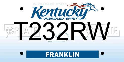 T232RW Kentucky License Plate