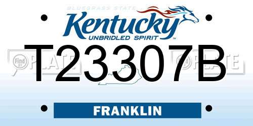 T23307B Kentucky License Plate