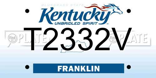 T2332V Kentucky License Plate