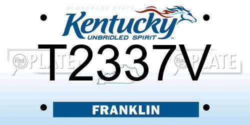 T2337V Kentucky License Plate