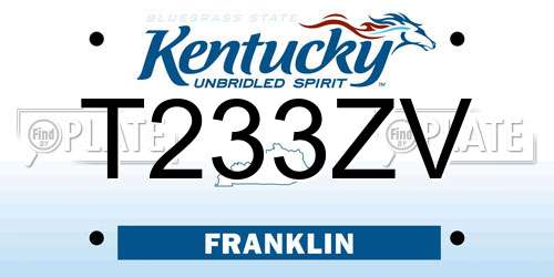 T233ZV Kentucky License Plate