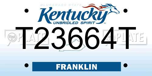 T23664T Kentucky License Plate