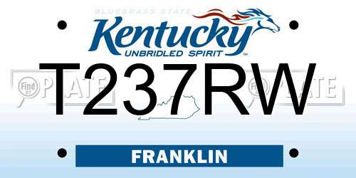 T237RW Kentucky License Plate
