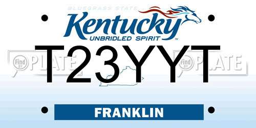 T23YYT Kentucky License Plate
