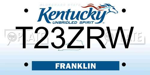 T23ZRW Kentucky License Plate