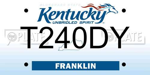 T240DY Kentucky License Plate