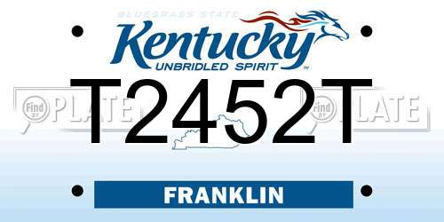 T2452T Kentucky License Plate