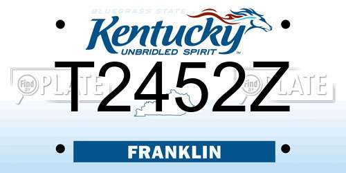T2452Z Kentucky License Plate