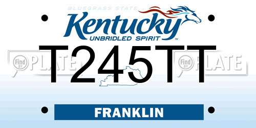 T245TT Kentucky License Plate
