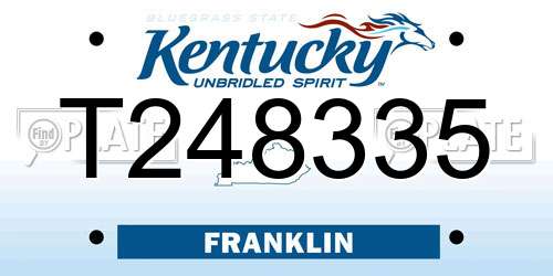 T248335 Kentucky License Plate