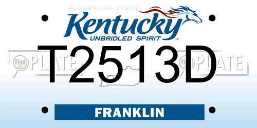 T2513D Kentucky License Plate