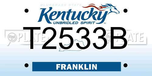 T2533B Kentucky License Plate
