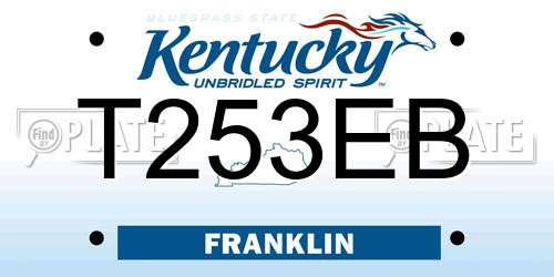 T253EB Kentucky License Plate