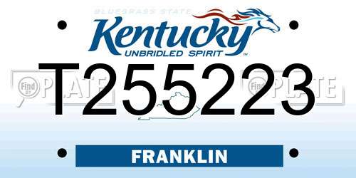 T255223 Kentucky License Plate