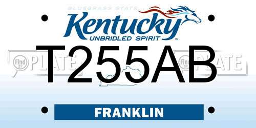 T255AB Kentucky License Plate