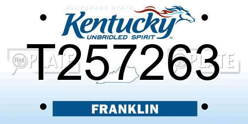 T257263 Kentucky License Plate