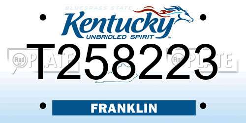 T258223 Kentucky License Plate