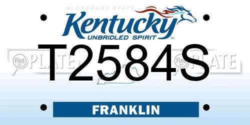 T2584S Kentucky License Plate