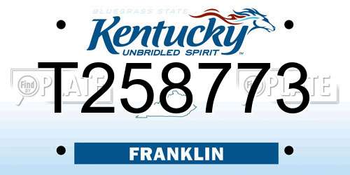 T258773 Kentucky License Plate