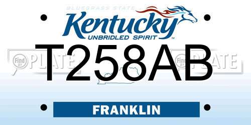 T258AB Kentucky License Plate