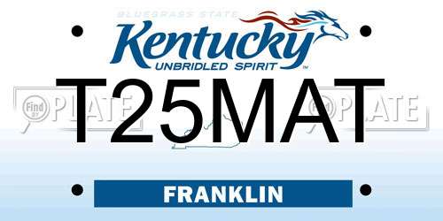 T25MAT Kentucky License Plate