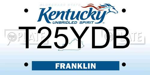 T25YDB Kentucky License Plate