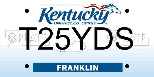 T25YDS Kentucky License Plate