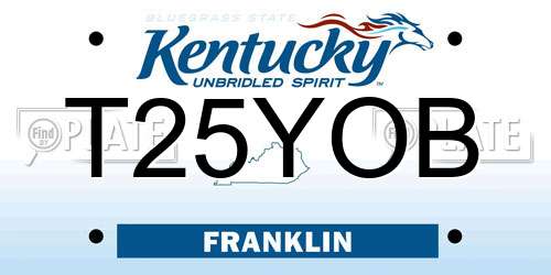 T25YOB Kentucky License Plate