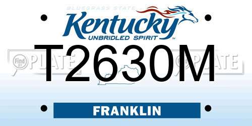 T2630M Kentucky License Plate