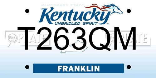 T263QM Kentucky License Plate